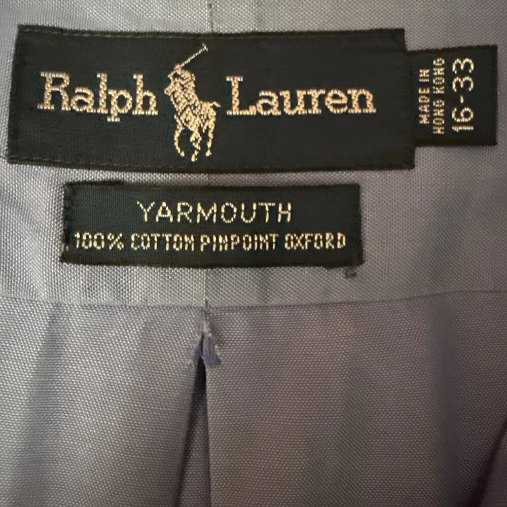 Ralph Lauren Yarmouth Men’s 16-33 Blue Pinpoint Oxford Button Down Shirt